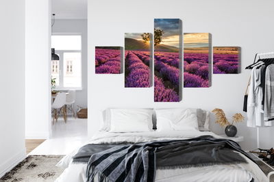 Ljuddämpande tavla - Lavender field at sunset 3d