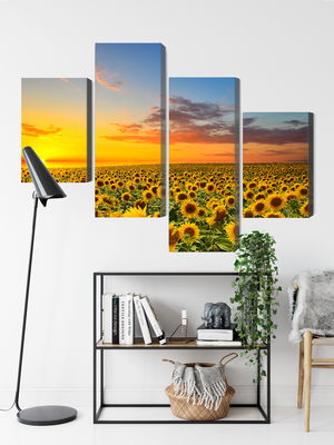 Ljuddämpande tavla - Sunset over a 3d sunflower