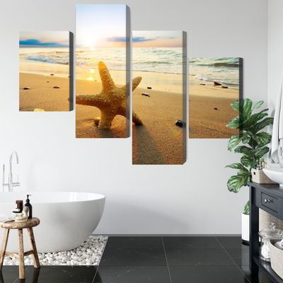 Ljuddämpande tavla - Starfish on the beach 3d