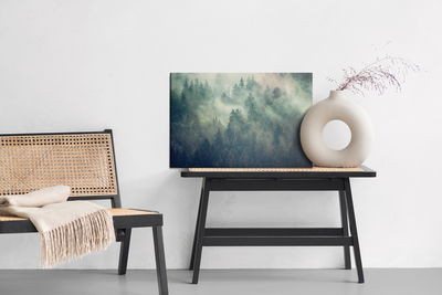 Ljuddämpande tavla - Misty landscape with fir