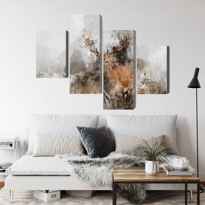 Ljuddämpande tavla - A deer painted with 3d