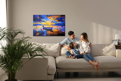 Ljuddämpande tavla - Empty boat in the sea