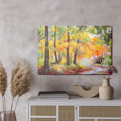 Ljuddämpande tavla - Path in the autumn 3d forest