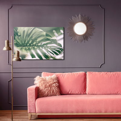 Ljuddämpande tavla - Monstera leaf close up