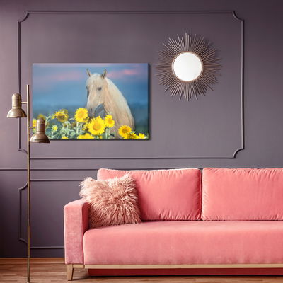 Ljuddämpande tavla - Horse and sunflowers