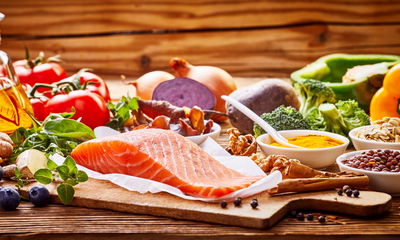 Ljuddämpande tavla - Salmon among vegetables