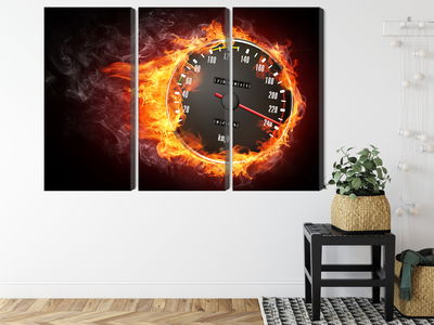 Ljuddämpande tavla - Speedometer in flames