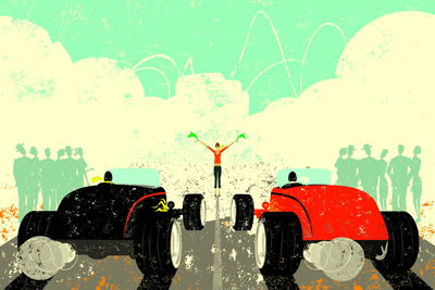 Ljuddämpande tavla - A retro car race