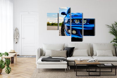 Ljuddämpande tavla - Front of a blue sports car