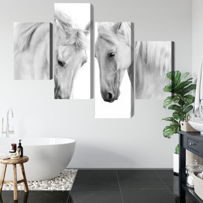 Ljuddämpande tavla - Two horses on a white