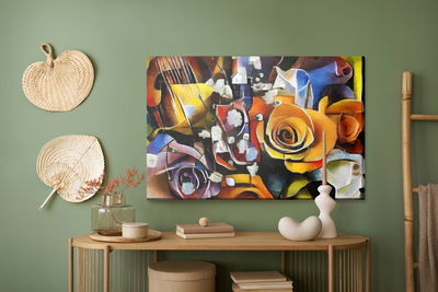 Ljuddämpande tavla - Flowers in a cubist style