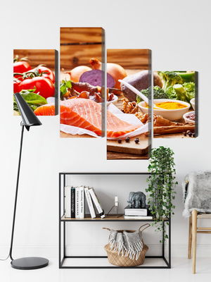Ljuddämpande tavla - Salmon among vegetables