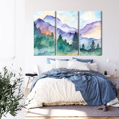 Ljuddämpande tavla - Painted mountain landscape