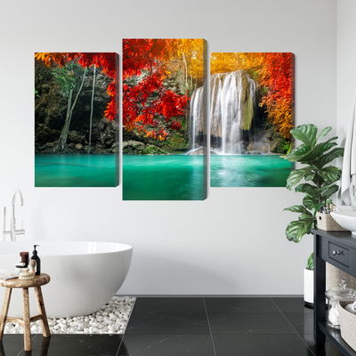 Ljuddämpande tavla - Cascade in the autumn forest