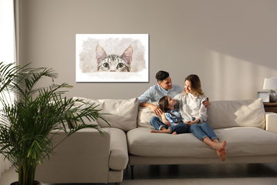 Ljuddämpande tavla - Curious kitten painted