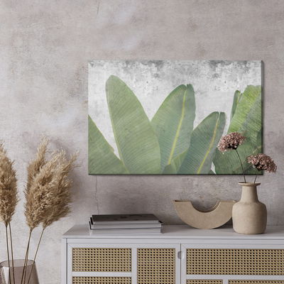 Ljuddämpande tavla - Tropical leaves on concrete