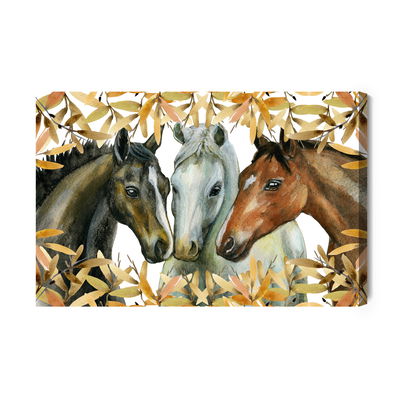 Ljuddämpande tavla - Horses in autumn leaves
