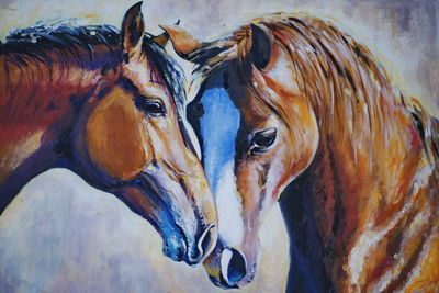 Ljuddämpande tavla - Horses in watercolour