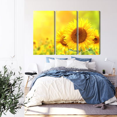 Ljuddämpande tavla - Blooming sunflowers 3d