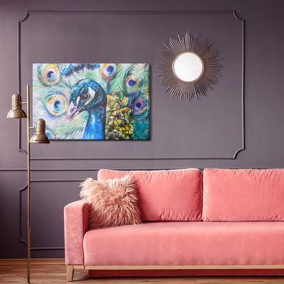 Ljuddämpande tavla - Peacock with colourful