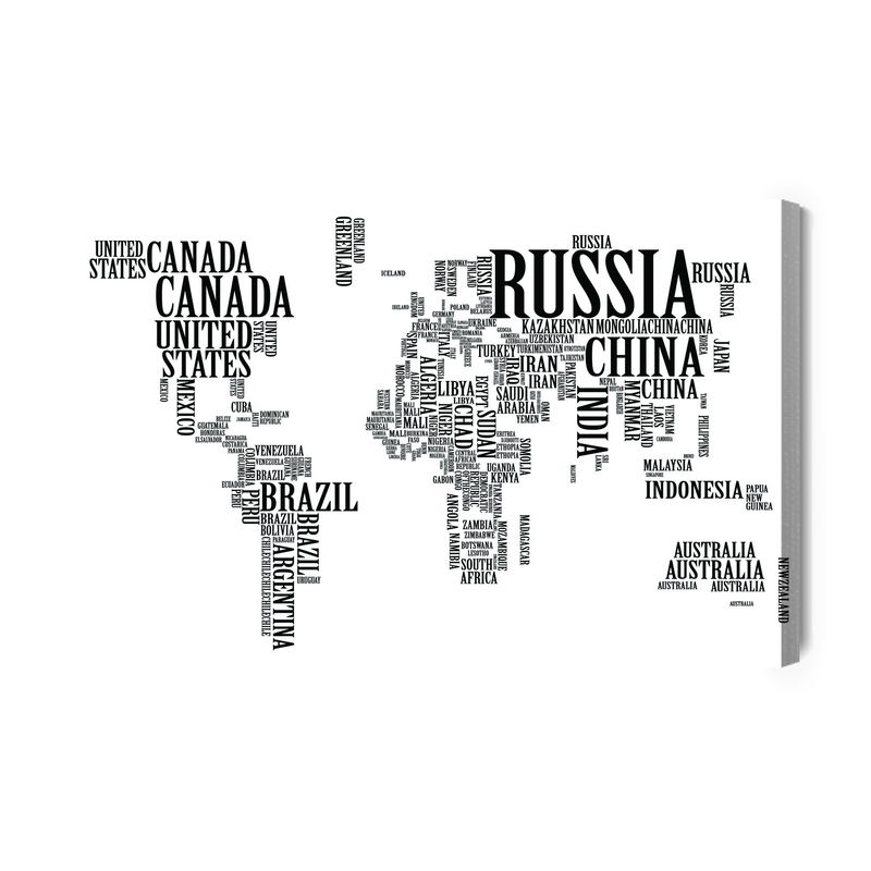 Ljuddämpande tavla - World map with black