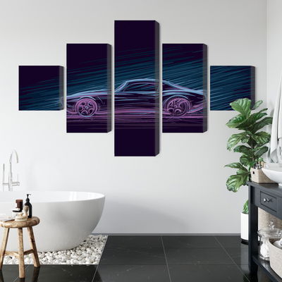 Ljuddämpande tavla - Neon muscle car