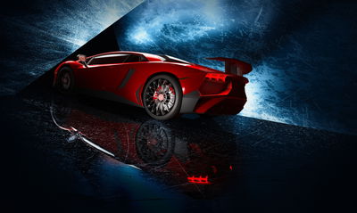 Ljuddämpande tavla - Sports car on an abstract