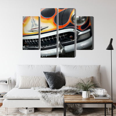 Ljuddämpande tavla - Historic car with flames