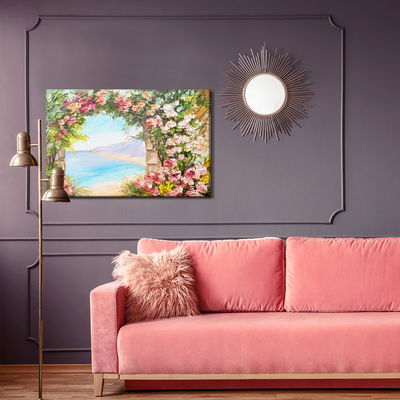 Ljuddämpande tavla - Flowers and sea