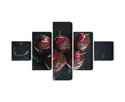 Ljuddämpande tavla - Chocolate muffins with roses