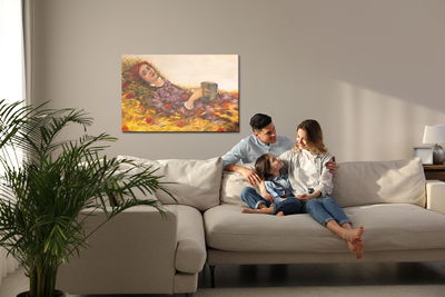 Ljuddämpande tavla - A woman among the poppies