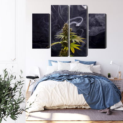 Ljuddämpande tavla - Cannabis plant on a smoky