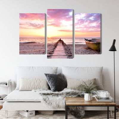 Ljuddämpande tavla - Boat on the beach 3d