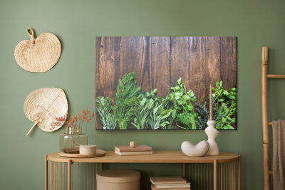 Ljuddämpande tavla - Fresh herbs on wood