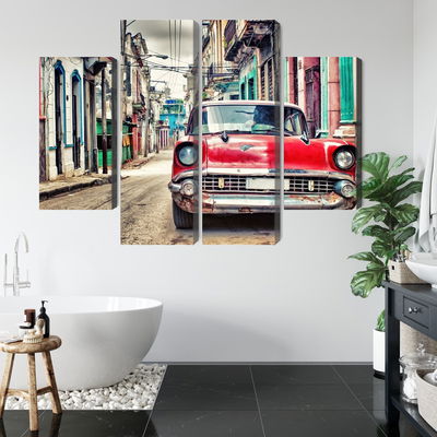 Ljuddämpande tavla - Red chevrolet car in retro