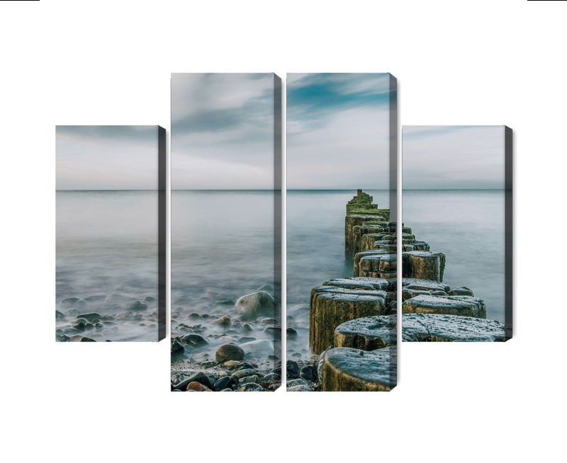 Ljuddämpande tavla - Rocky beach and 3d wooden