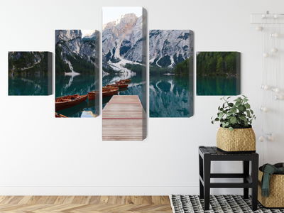 Ljuddämpande tavla - Lake braies in Italy