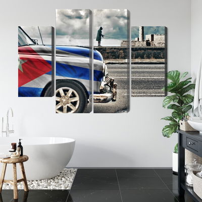 Ljuddämpande tavla - A car with a cuban flag