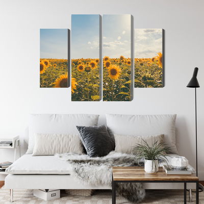 Ljuddämpande tavla - Sunflower field on a summer