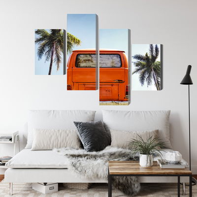 Ljuddämpande tavla - Retro car between palm trees