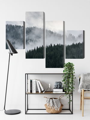 Ljuddämpande tavla - Misty 3d forest landscape