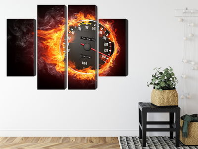 Ljuddämpande tavla - Speedometer in flames