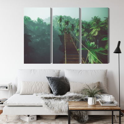 Ljuddämpande tavla - Rope bridge in the jungle 3d