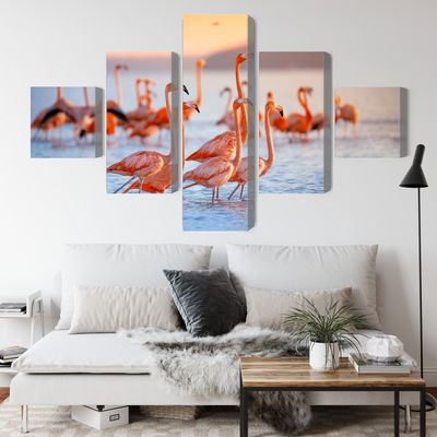 Ljuddämpande tavla - A flock of flamingos