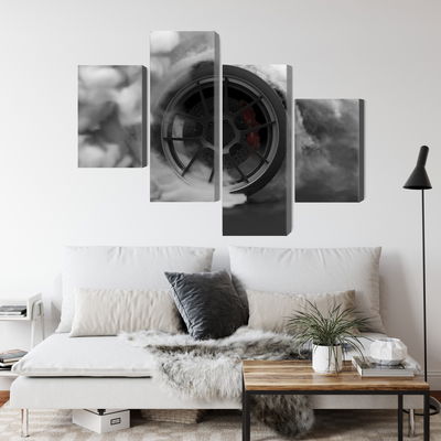 Ljuddämpande tavla - Car wheel in a cloud of 3d