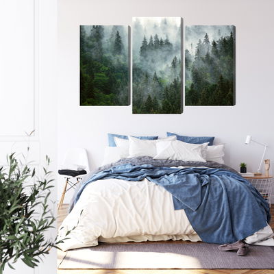 Ljuddämpande tavla - Green forest in the fog