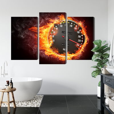Ljuddämpande tavla - Speedometer in flames