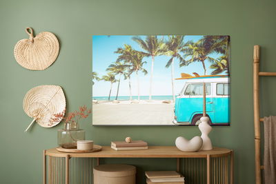 Ljuddämpande tavla - Car and tropical beach