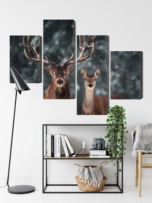 Ljuddämpande tavla - Deer and doe in the 3d forest