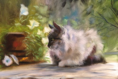 Ljuddämpande tavla - A cat among the green